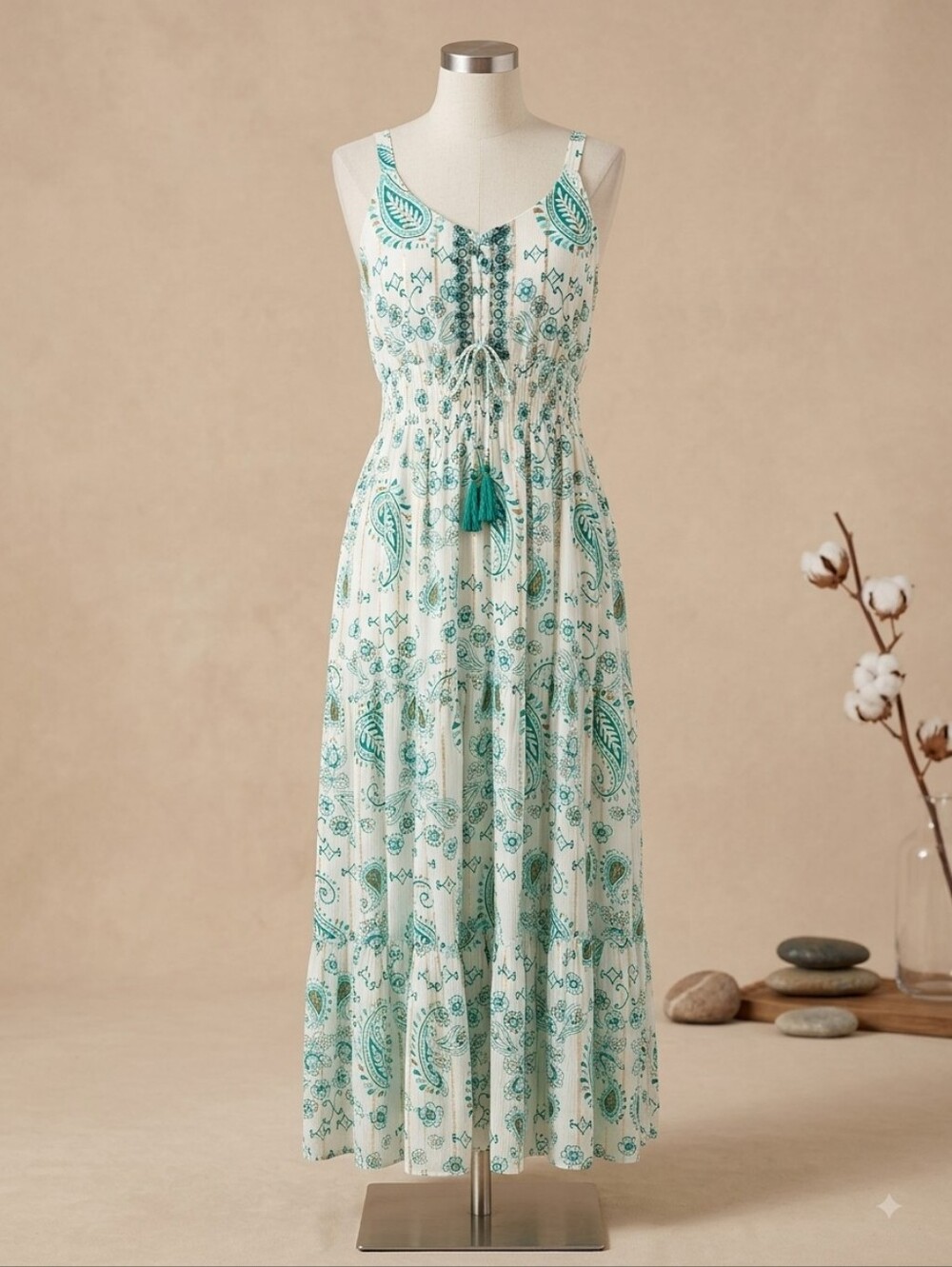 Me 2 Magic NWT Teal Paisley Print Maxi Dress, Size 1X